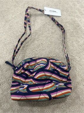 Vera Bradley Purple Multi Quilted Crossbody camera with Striped Pattern